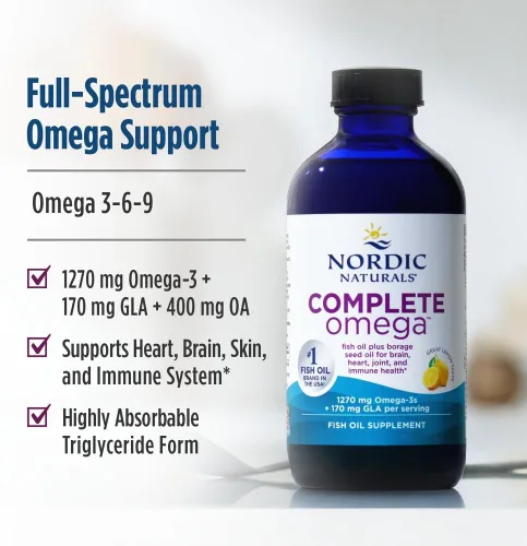 Miniatura 3 de Nordic Naturals Omega completo, sabor a limón, 16 onzas, 1270 mg de omega-3, EPA y DHA con GLA añadido, piel saludable, cognición, estado de ánimo
