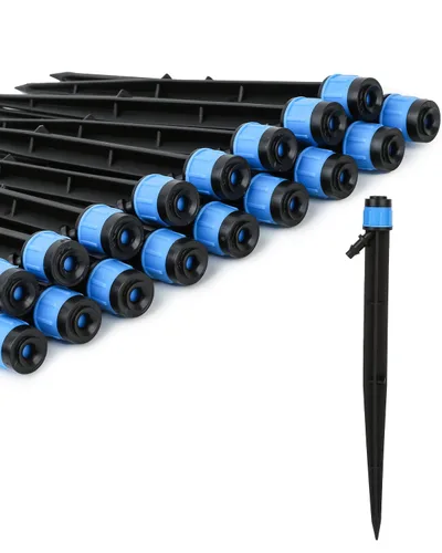 Miniatura 8 de Goteros de riego ajustable Vortex: 20 piezas de forma de ventilador con estaca de flujo de agua para manguera de 1/4 pulgadas, emisores de riego
