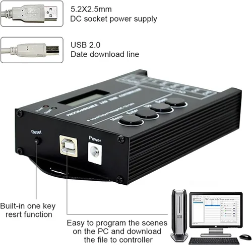 Miniatura 5 de Jeffergarden Multi funcional DC12 24V centralina tc420 tc420 20A programable LED controlador de tiempo 5 canales color ajustable con CD cable USB