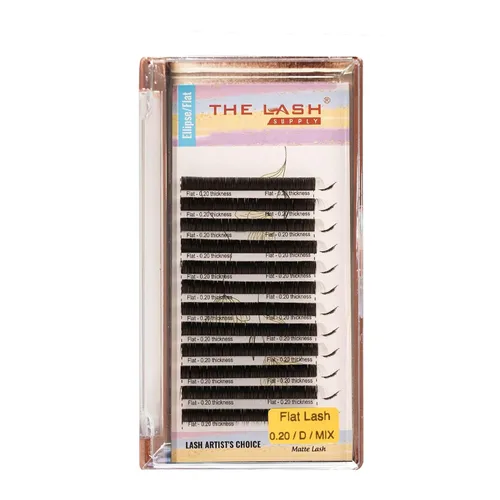 THE LASH SUPPLY Ellipse - Extensión de pestañas planas para suministros profesionales, rizo C/D, 0.20 de grosor, pestañas planas de elipse falsas,