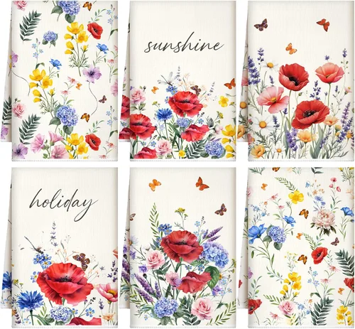 Miniatura 12 de Geyoga 6 Piezas Toallas de Cocina de Girasol Toallas de Platos Absorbentes Paños de Té Decorativos para Cocina de Verano Baño Decoración del Hogar