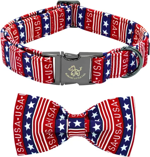 Miniatura 32 de Collar para perro Elegant Little Tail con moño, estampado de pepinillos, collar de moño lindo para perros pequeños eneldo