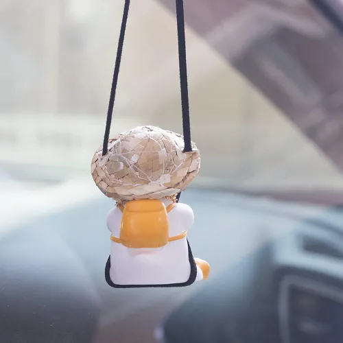 Miniatura 4 de Accesorios para colgar en el espejo del automóvil, lindo adorno de pato oscilante para el tablero de instrumentos (lentes de sol de espejo de patio)