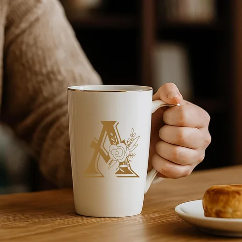 Miniatura 3 de Tazas personalizadas con iniciales en letra A con flores, taza de café personalizada con letra A, tazas personalizadas con letras geniales