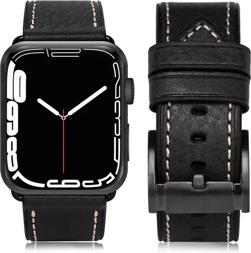 Miniatura 14 de HUAFIY Compatible para Correas de Apple Watch 42mm 44mm 45mm 46mm 49mm 38mm 40mm 41mm, Correa de Cuero Genuino para iWatch Serie 11/10/9/8, 7, 6, 5