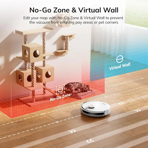 Miniatura 6 de ILIFE Aspiradora robot A30s, aspiradora robótica de succión máxima de 10000 Pa con navegación LiDAR, mapeo del hogar, zona prohibida, 150 minutos