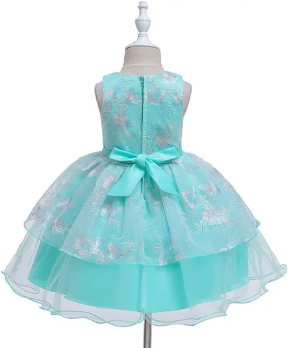 Miniatura 3 de Vestido de dama de honor para niñas con estampado floral, para fiesta de cumpleaños, boda, para primer cumpleaños (verde, 18-24 meses)