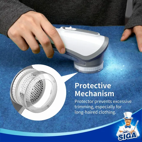 Miniatura 4 de MR.SIGA Afeitadora de tela y removedor de pelusas, afeitadora portátil a pilas con luces LED, 2 cuchillas reemplazables de 6 hojas, crema/gris