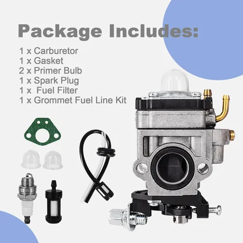 Miniatura 5 de Kit de carburador compatible con scooter de 43cc 47cc 49cc 50cc, motocicleta dirt bike, mini motocicleta de bolsillo, motor de 2 tiempos de 15mm