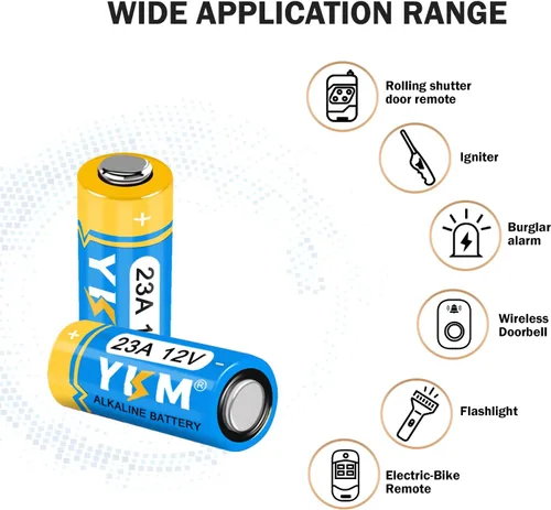 Miniatura 6 de YKM Batería alcalina de 23A de 12 voltios A23 MN21/23 L1028f de 12 V para ventilador de techo remoto abridor de puerta de garaje, paquete de 5