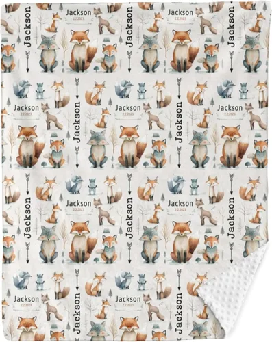Miniatura 16 de Mantas de bebé personalizadas para niños, manta de felpa suave de doble capa con respaldo de puntos, manta personalizada de oso minky, manta de bebé