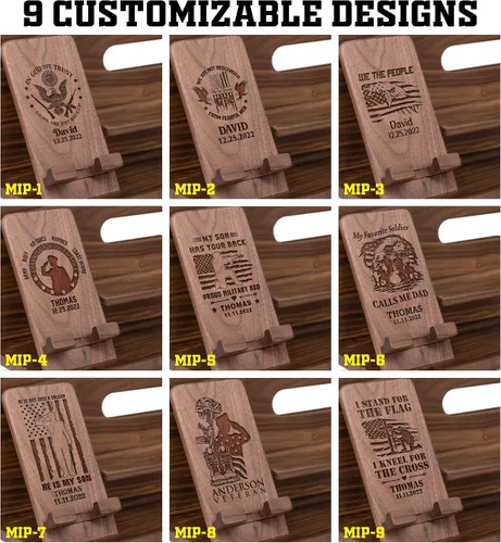 Miniatura 6 de Regalo personalizado para patrióticos Estación de acoplamiento de teléfono para militares, organizador de mesita de noche personalizado