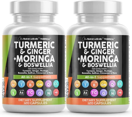 Miniatura 10 de Suplemento de Cúrcuma y Moringa de Clean Nutraceuticals Jengibre, Boswellia, Azafrán - Suplemento para Mujeres y Hombres con Canela de Ceilán