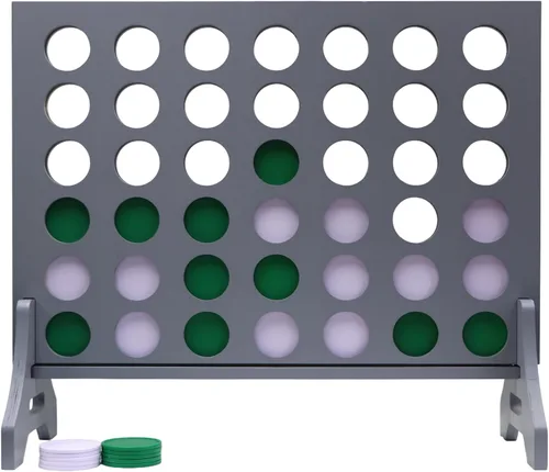 Miniatura 39 de Juego gigante 4 en una fila para familia y adultos – Tailgating Pros Jumbo de madera gris cuatro en una fila juego de patio para interiores