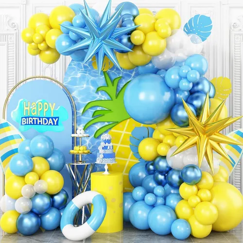 Miniatura 20 de Kit de arco de globos azul plateado, guirnalda de globos azul marino plateado con globos metálicos azul claro plateado globos de papel de aluminio