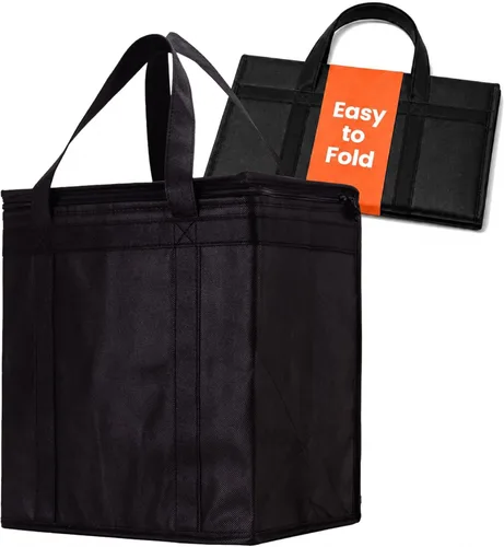 Miniatura 29 de NZ home Durable 3XL PRO Bolsa Térmica Aislada y Calentador de Alimentos para Entrega y Compras de Comestibles con Cremallera Superior, Azul Grado