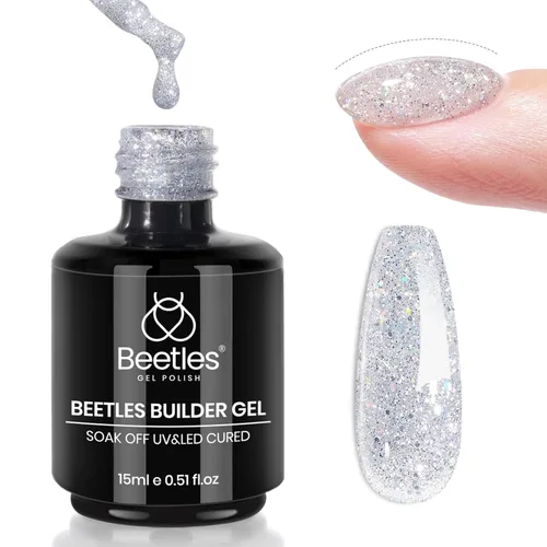 Miniatura 18 de Beetles Gel de uñas en gel de construcción 15ML, Gel fortalecedor de construcción 7 en 1, gel de uñas de extensión de uñas rosa nude translúcido