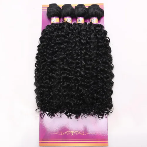Miniatura 21 de Extensiones de cabello rizado afro rizado, sintético, tejido rápido, extensiones de cabello de fibra de alta temperatura para mujeres, color negro