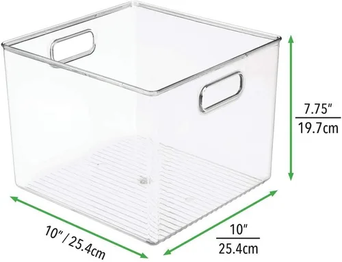 Miniatura 8 de mDesign Cesta organizadora de almacenamiento moderna de plástico con asas para la organización del baño, estantes, cubos, gabinetes, tocador