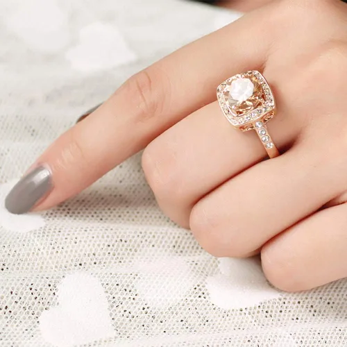 Miniatura 6 de Acefeel Anillos brillantes amarillos del topacio de la circona cúbica para las mujeres 18K chapado en oro rosa, Circonita, oro blanco, cobre, oro