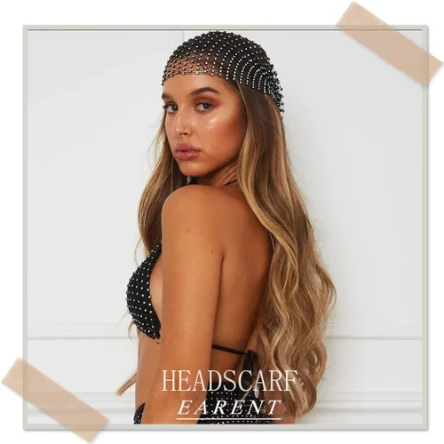 Miniatura 7 de EARENT Mesh Rhinestone Headbands Crystal Wide Head Scarfs Elastic Turban Headwrap Costume Party Hair Accessories for Women