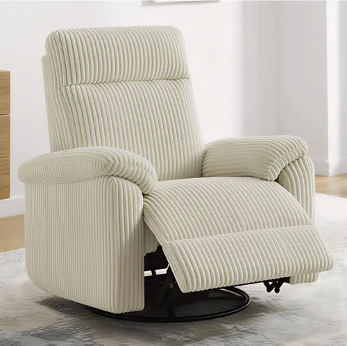 Miniatura 3 de KISLOT Mecedora reclinable giratoria para adultos, de pana giratoria de 360 grados, manual de 3 posiciones, ajustable, fácil montaje para espacios