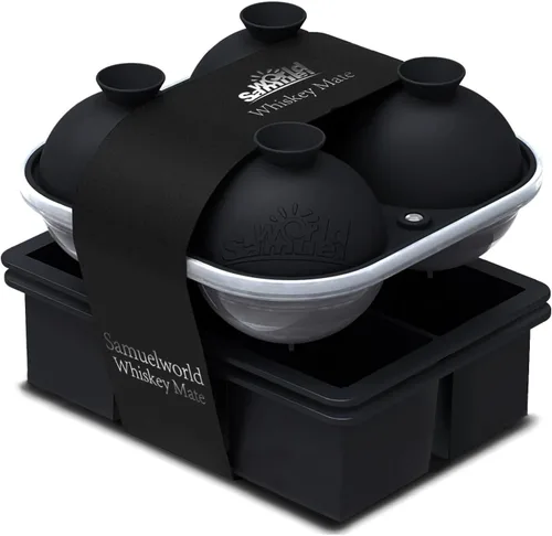 Miniatura 13 de Samuelworld Combo de Bandeja de Hielo Premium (16 Cubitos de Hielo/6 Bolas de Hielo), Fabricador de Esferas de Hielo Grandes y Bandejas de Cubitos