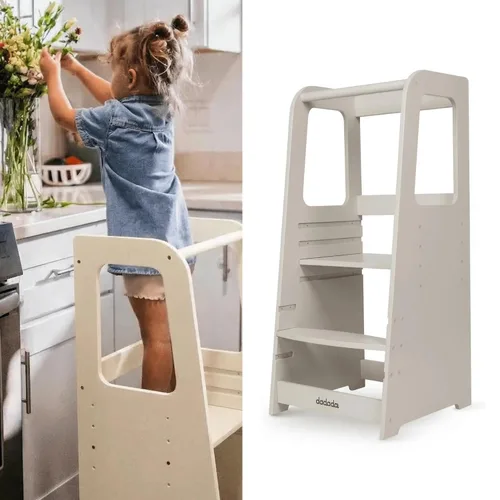 dadada Baby Montessori - Taburete de cocina ajustable para niños con barandilla de seguridad - Acabado seguro para bebés, fomenta las habilidades de