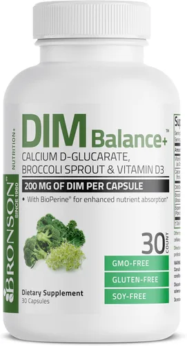 Miniatura 5 de Bronson DIM Balance+ D-glucarato de calcio, brotes de brócoli y vitamina D3 200 mg de DIM por cápsula apoya el metabolismo de estrógeno
