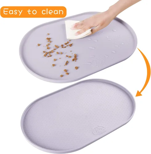 Miniatura 4 de Tapete de Comida para Perros de Silicona 100% Impermeable con Borde Elevado de 0.5", Libre de BPA, Tapete de Alimentación para Mascotas y Gatos que