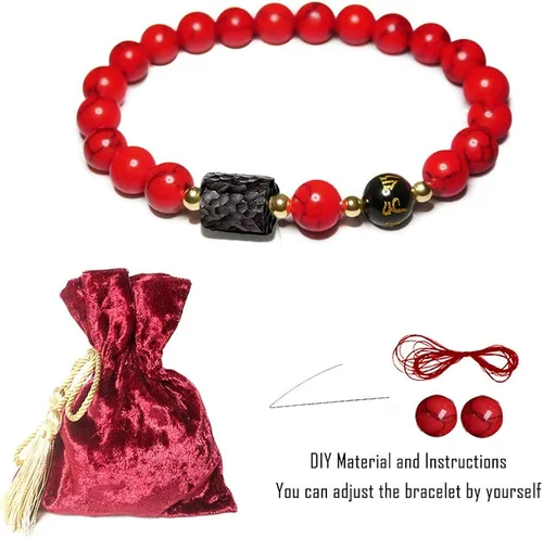 Miniatura 6 de L&C Feng Shui - Pulsera de riqueza de obsidiana negra Pulseras de cristal de obsidiana para mujeres y hombres, 0.315in, 0.394in, alivio natural