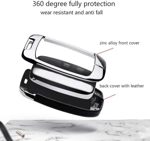 Miniatura 4 de ontto Funda para Llaves Compatible con Land Rover Estuche de Llave de Metal y Cuero Portallaves con Llavero