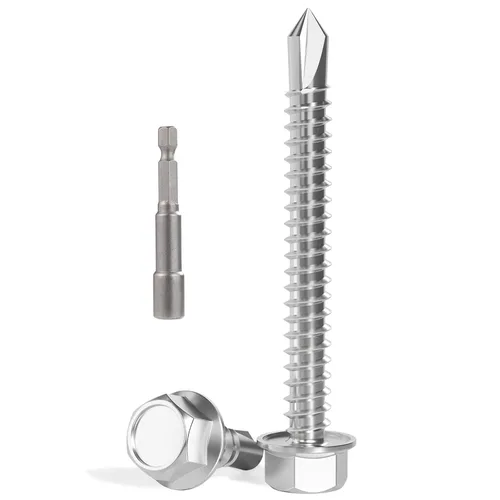 Miniatura 28 de VGBUY 170 tornillos autoperforantes para metal, tornillos autorroscantes de chapa metálica de acero inoxidable 410 #10 x 3/4 pulgadas, tornillos