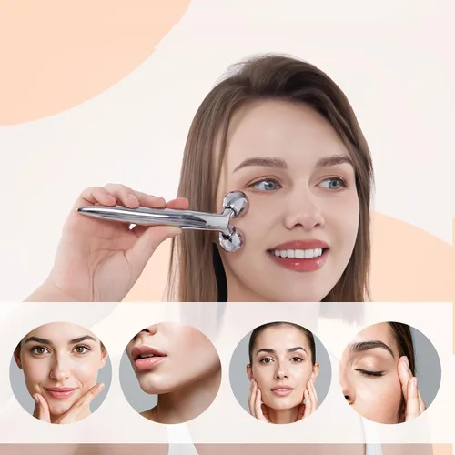 Miniatura 7 de Masajeador facial de metal, herramienta de masaje facial de enfriamiento 3D para reducir la hinchazón, eliminar las arrugas de los ojos, levantar