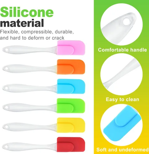 Miniatura 3 de Juego de 6 espátulas de silicona, resistentes al calor, antiadherentes, espátulas pequeñas para hornear, cocinar, mezclar, freír y usar