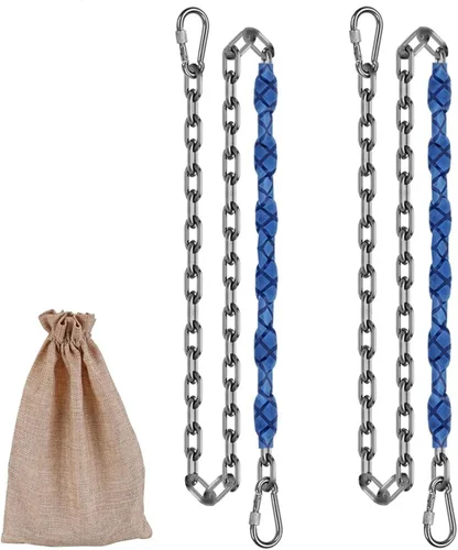 Miniatura 8 de 2 cadenas de acero inoxidable (84 pulgadas), accesorios de columpio resistentes, 4 hebillas de conexión rápida, columpios de patio