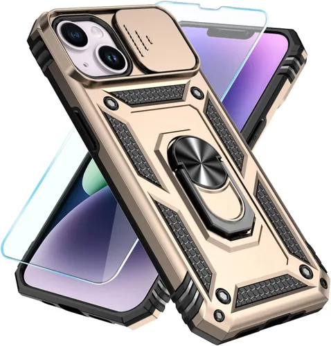 Miniatura 8 de SunStory Compatible con iPhone 13 Case/iPhone 14 Case con Protector de Pantalla HD y Cubierta de Cámara Deslizante y Soporte de Anillo Giratorio