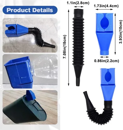 Miniatura 3 de Embudo de plástico retráctil para cambio de aceite para automóviles y motocicletas (A-Blue+White)