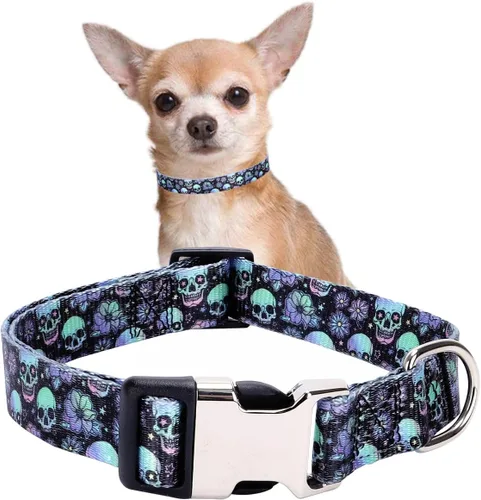 Miniatura 42 de Lindo collar para perros XS, pequeños, medianos y grandes, collar de nailon suave para mascotas, con estampado 3D multicolor, collares ajustables 5