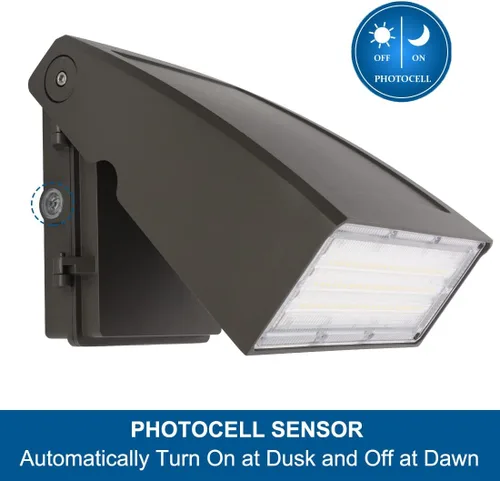 Miniatura 2 de Dakason - Paquete de 2 luces LED de pared de 60 W, fotocélula, cabeza ajustable, luz de seguridad de corte completo, 5000 K 6600 lm reemplaza