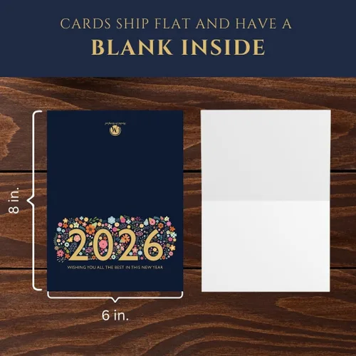 Miniatura 3 de Market On Mainstreet - Tarjeta de felicitación de año nuevo con sobre, diseño elegante en cartulina premium de 310 GSM, interior en blanco