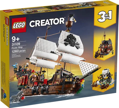 LEGO Creator 3 en 1 - Juego de construcción de barco pirata, los niños pueden reconstruir el barco pirata en una posada o isla de calavera, cuenta