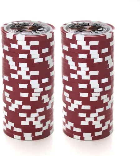 Miniatura 2 de Brybelly Ben Franklin Poker Chip - Compuesto de arcilla pesada de 0.49 oz, paquete de 50 Rojo ($5 Red)