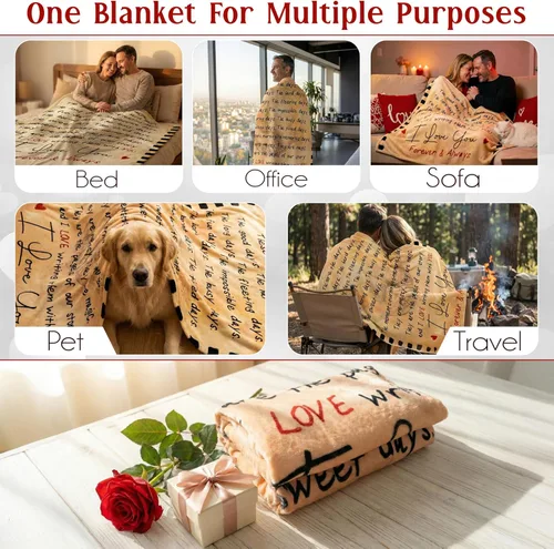 Miniatura 7 de WRAPIX Regalos de aniversario de boda para esposo, esposa, manta de forro polar para sofá cama de 60 x 80 pulgadas, Día de la Madre, Día del Padre