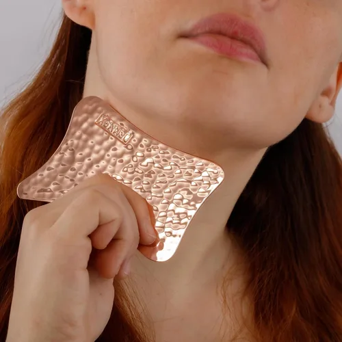 Miniatura 4 de DEMMEX Masajeador facial de cobre puro, herramienta de masaje facial Gua Sha, raspador de piel muerta, 0.079 in de grosor, 100% cobre puro sin