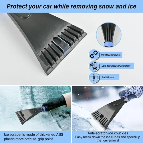 Miniatura 6 de Cepillo de nieve de 27 pulgadas y raspadores de hielo desmontables giratorios, cabezal de cerdas suaves, agarre de espuma, herramienta para ventana