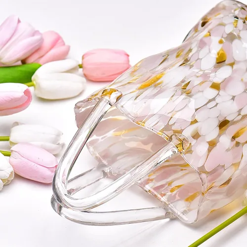 Miniatura 5 de 14.2 In Clear Handbag Flower Vase,Clear Vases For Centerpieces, Unique Decorative Vases (Handmade), Small Bag Vase For Decor For Home Centerpieces
