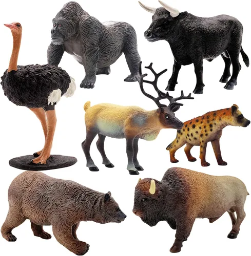 Miniatura 10 de Gemini&Genius Juguetes de animales salvajes, ciervos, bisontes, figuras de oso, figuras de acción realistas de vida silvestre, animales