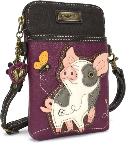 Miniatura 2 de CHALA Farm Animal Collection Cell Phone Crossbody Purse-Women PU LeatherCanvas Multicolor Handbag with Adjustable Strap