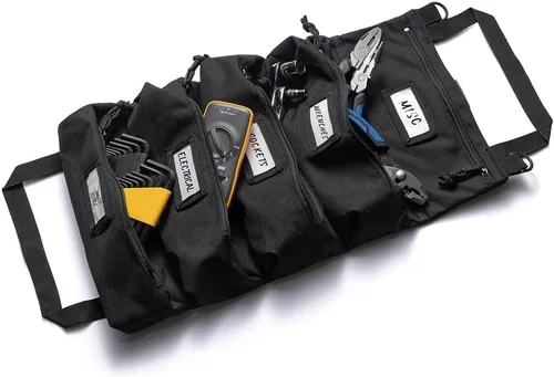 Miniatura 12 de Bolsa enrollable de herramientas oficial Voyager – Bolsa enrollable de 5 bolsillos fácil de transportar – Lona duradera de 20 onzas, cremalleras YKK